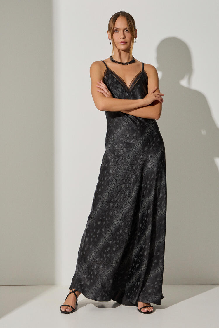 Maxi satin dress - Black S