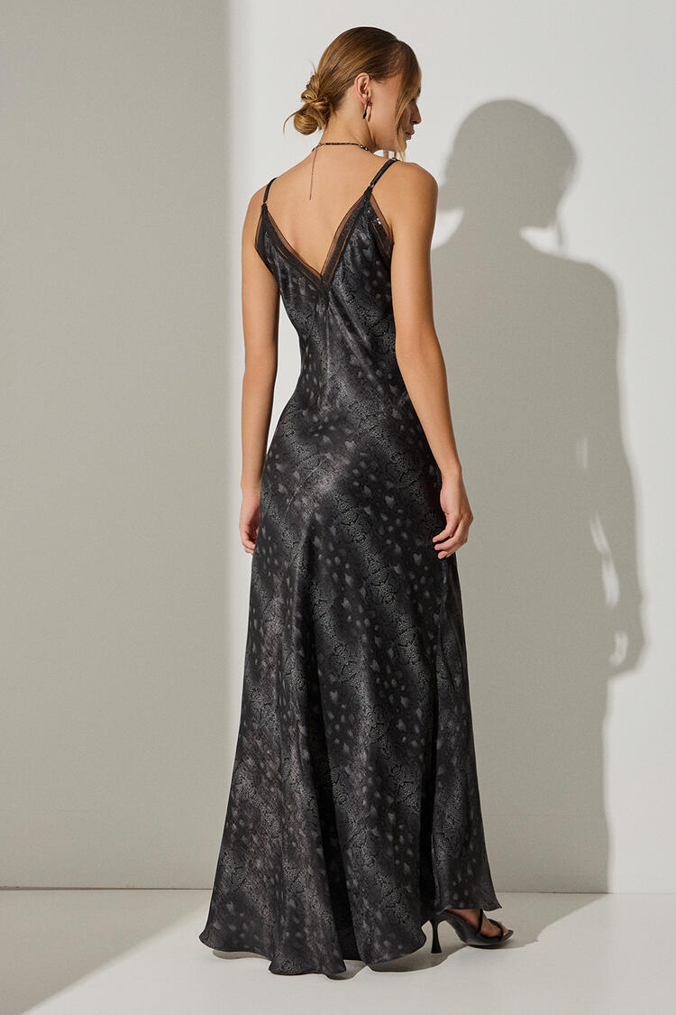 Maxi satin dress - Black S