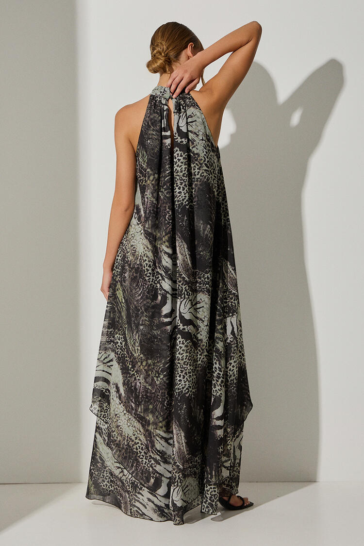 Dress with animal print pattern - Chaki S