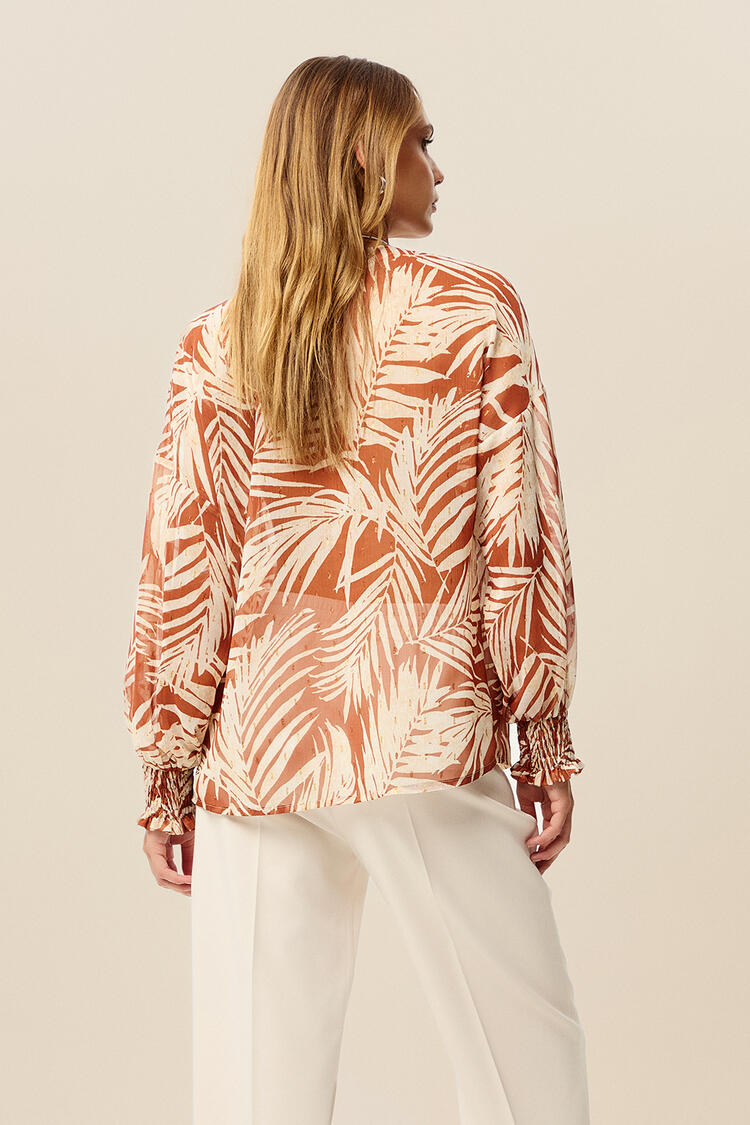 Blouse with printed pattern - Brown S