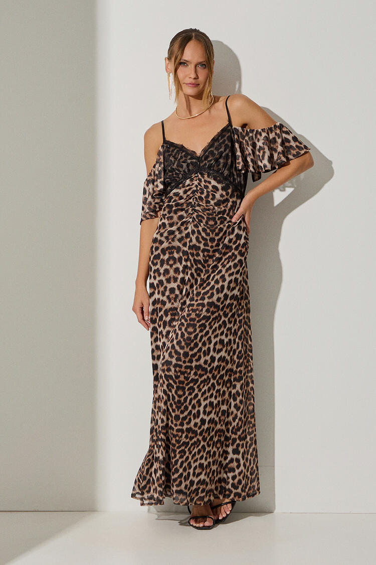 Animal print maxi dress - Brown S