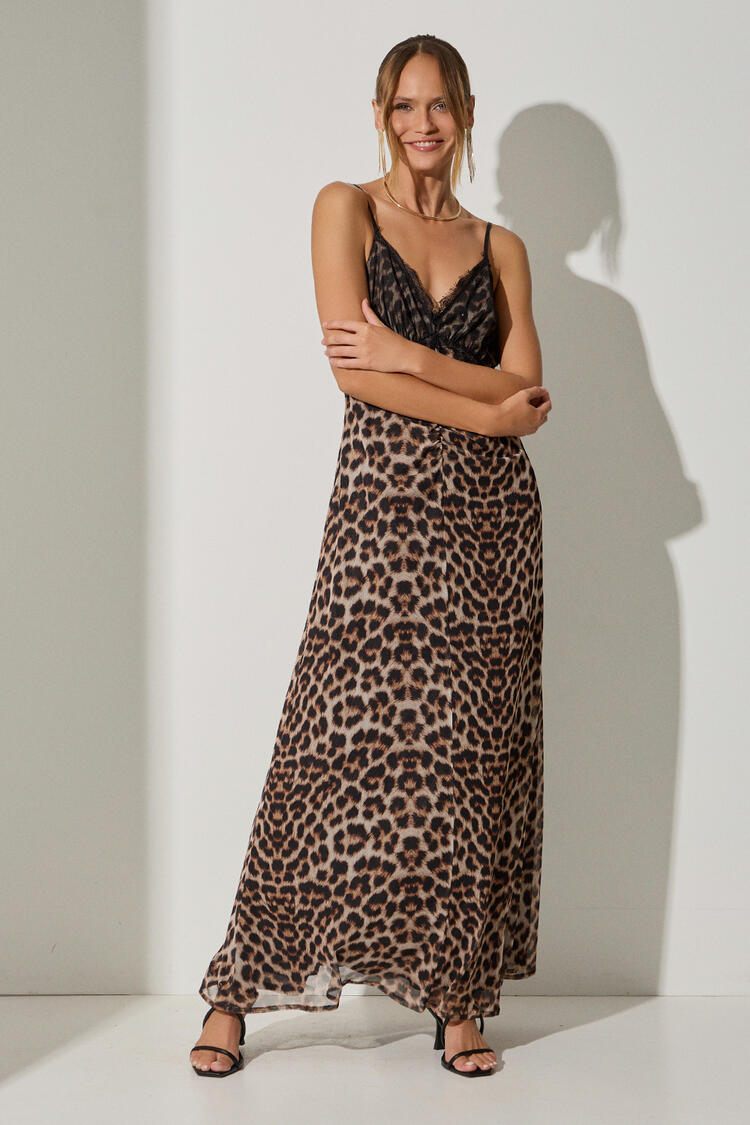 Animal print maxi dress - Brown S