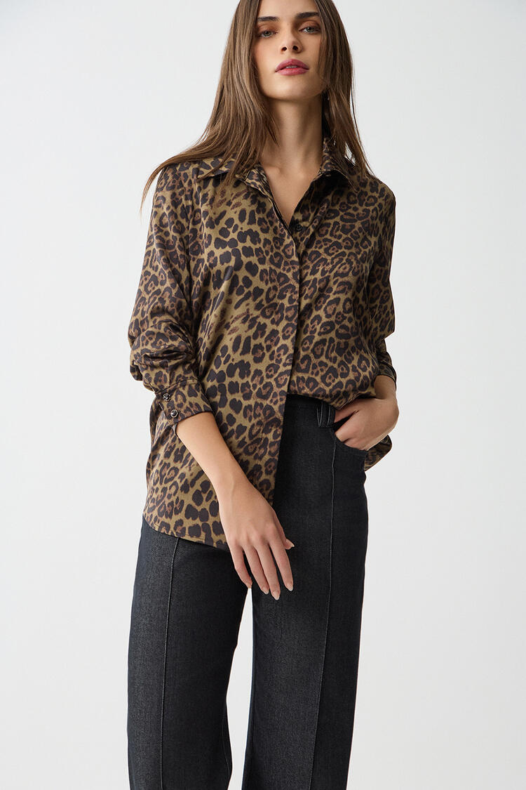 Leopard print shirt - Chaki S