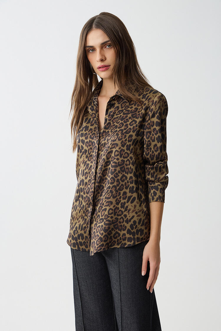 Leopard print shirt - Chaki S