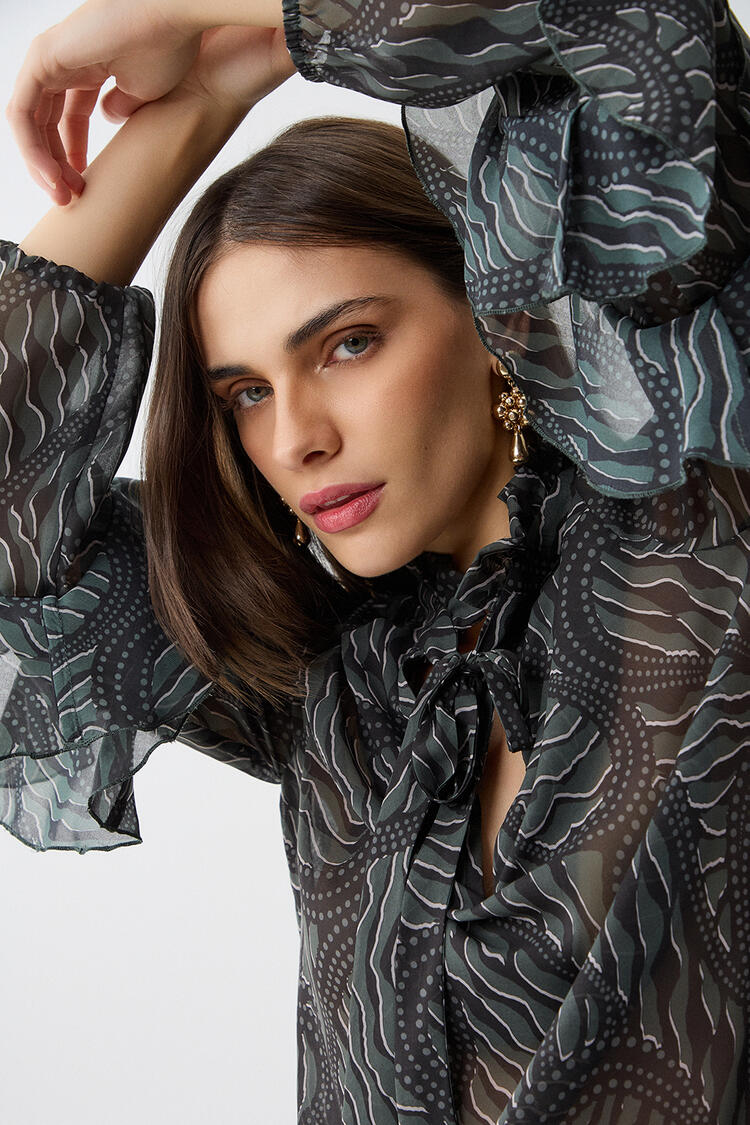 Printed blouse - Chaki S