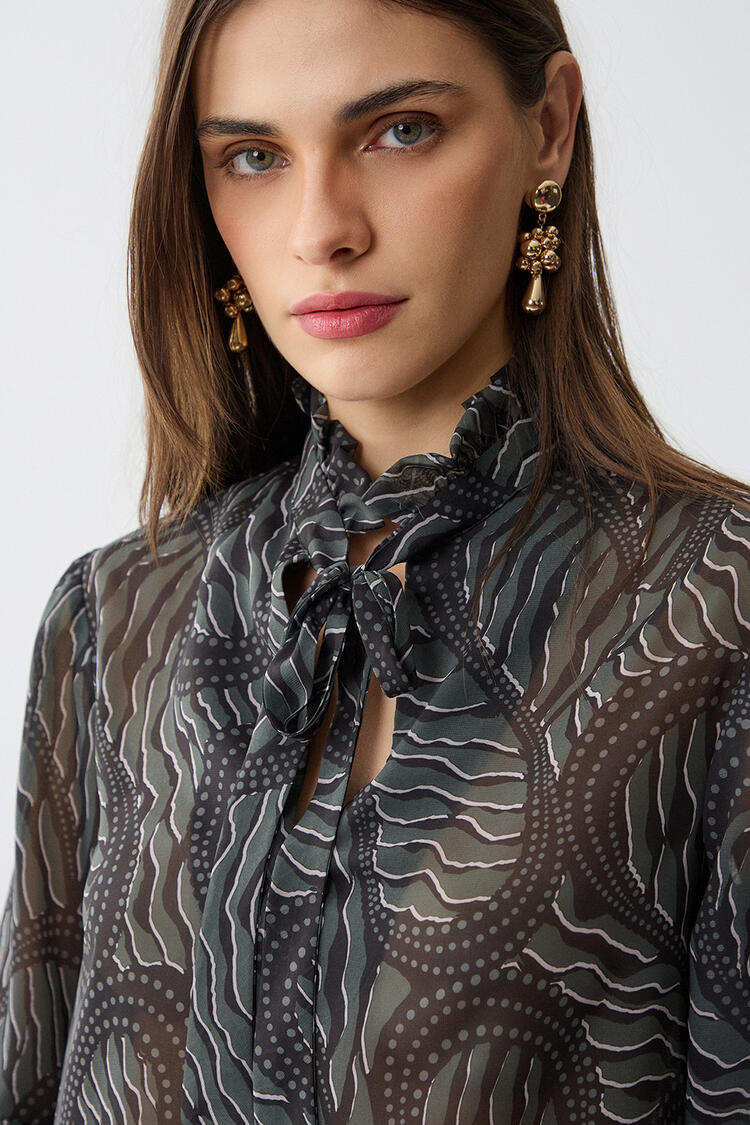 Printed blouse - Chaki S