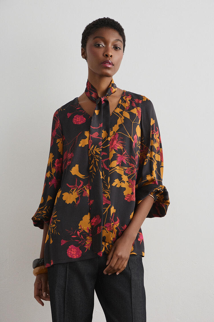 Printed blouse. - Black S