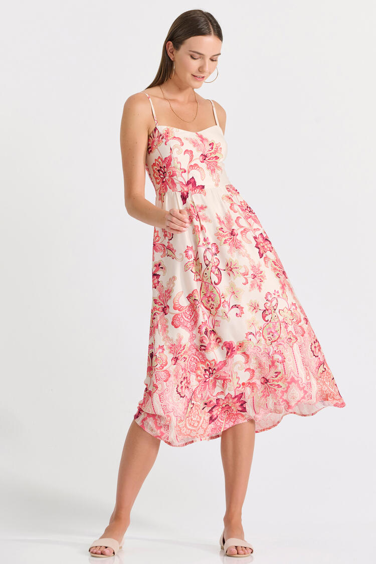 Strappy floral midi dress

 - CORAL S