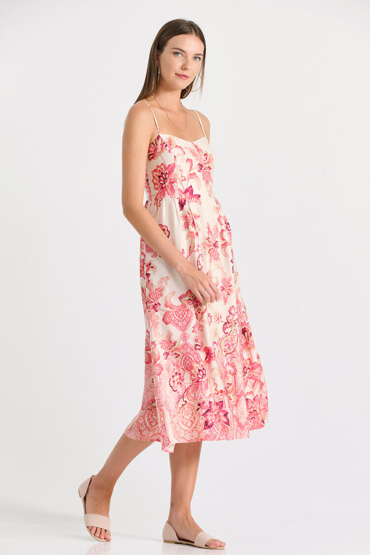 Strappy floral midi dress

 - CORAL S
