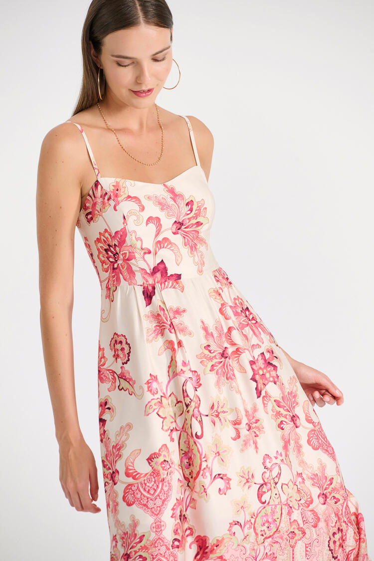 Strappy floral midi dress

 - CORAL S