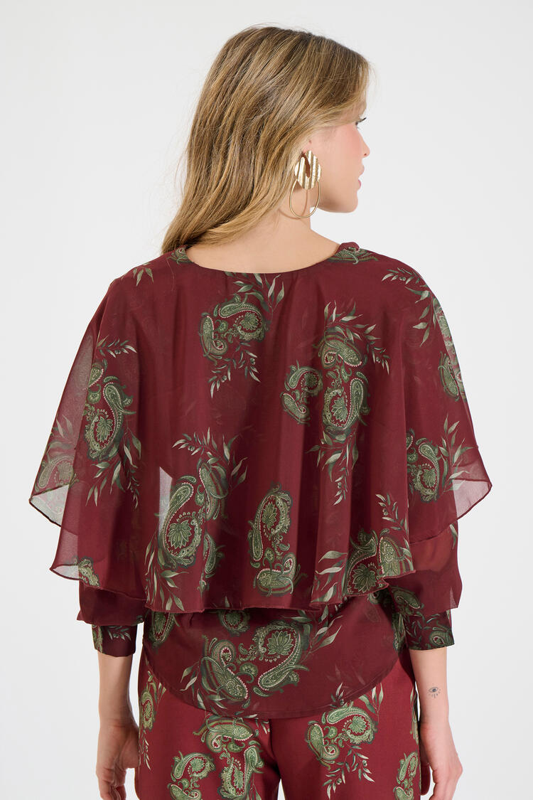 Airy shirt with paisley pattern - Burgundy M