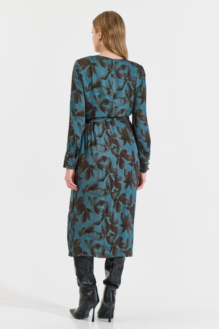 Wrap Satin Dress - Brown S