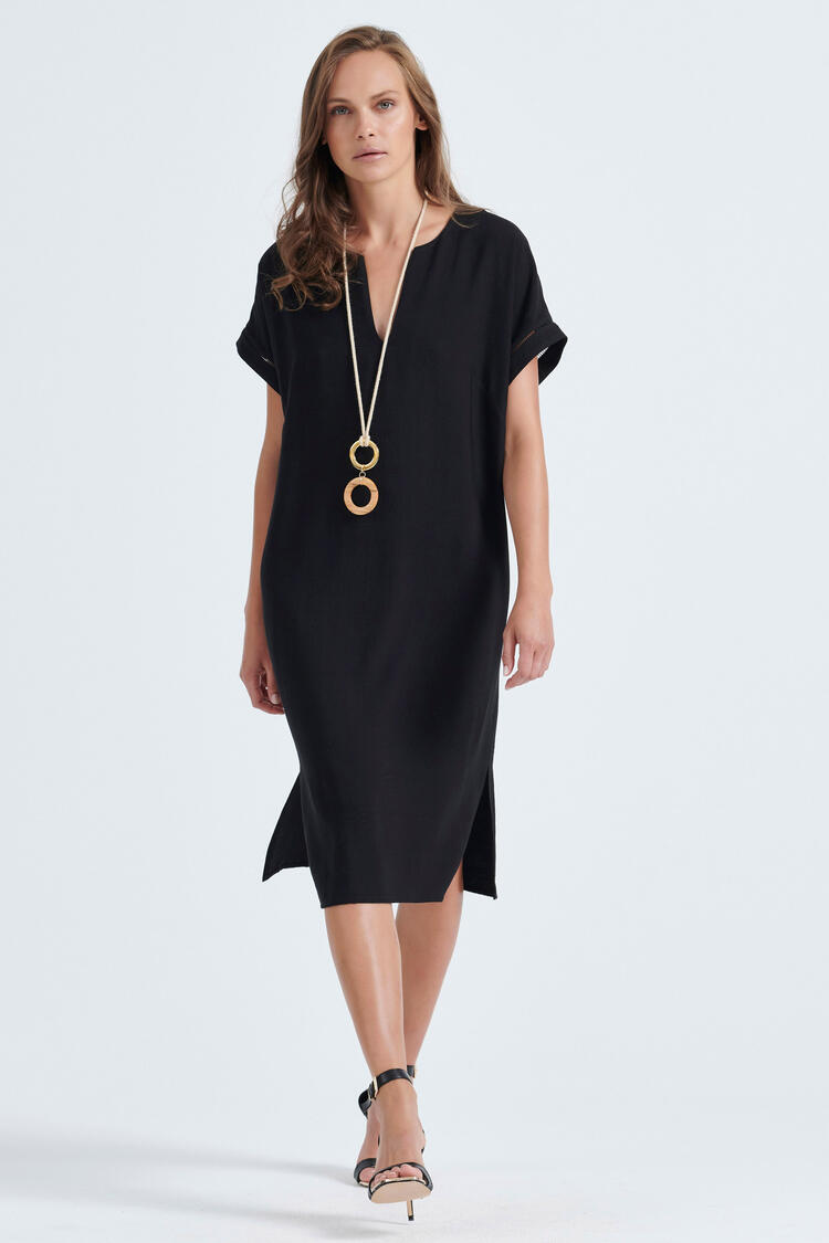 Dress with azure detail on the sleeves - Black M