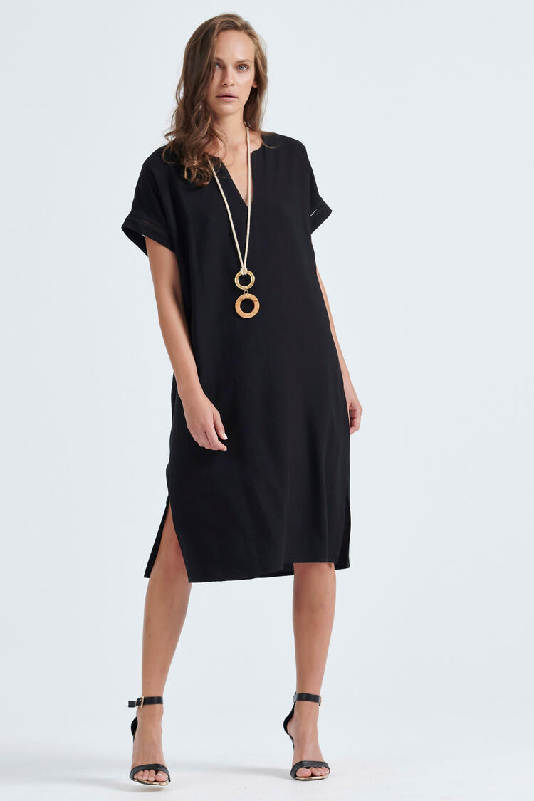 Dress with azure detail on the sleeves - Black M
