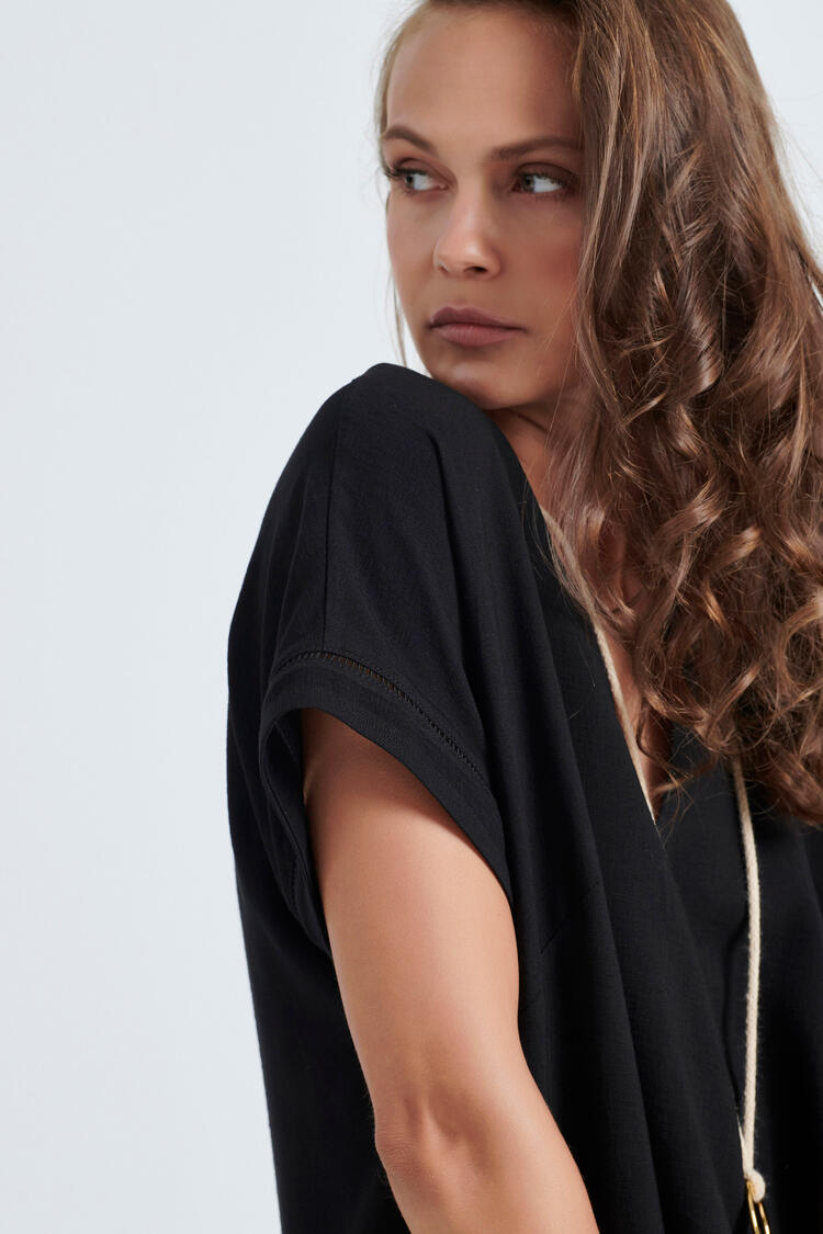 Dress with azure detail on the sleeves - Black M