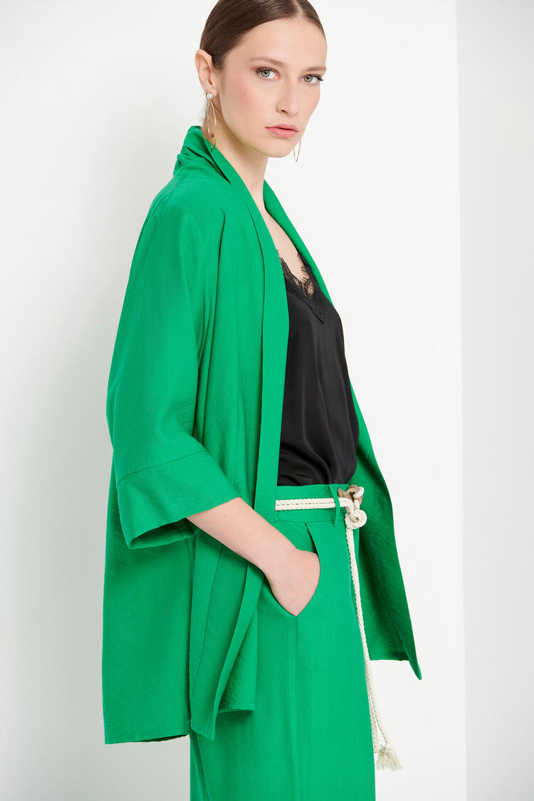 Kimono with 3/4 sleeves - GREEN S/M