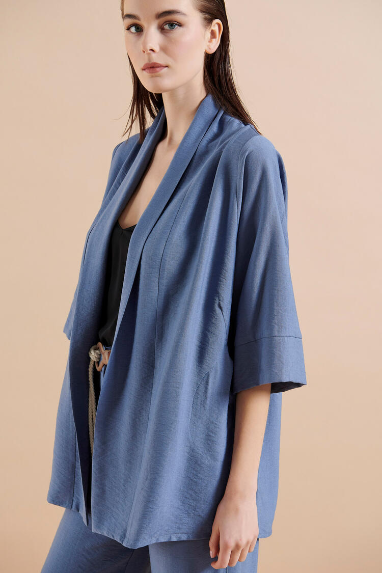 Kimono with 3/4 sleeves - LIGHT BLUE S/M