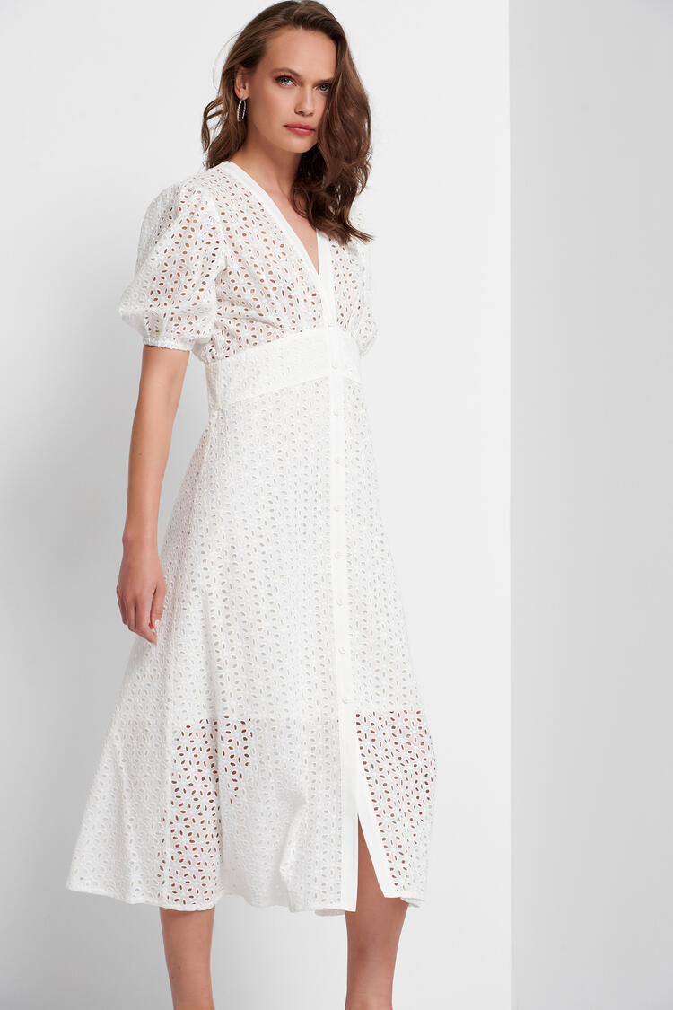 Broderie dress - WHITE S