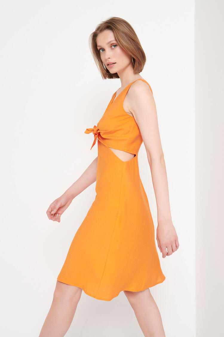 Dress with side openings - Orange S
