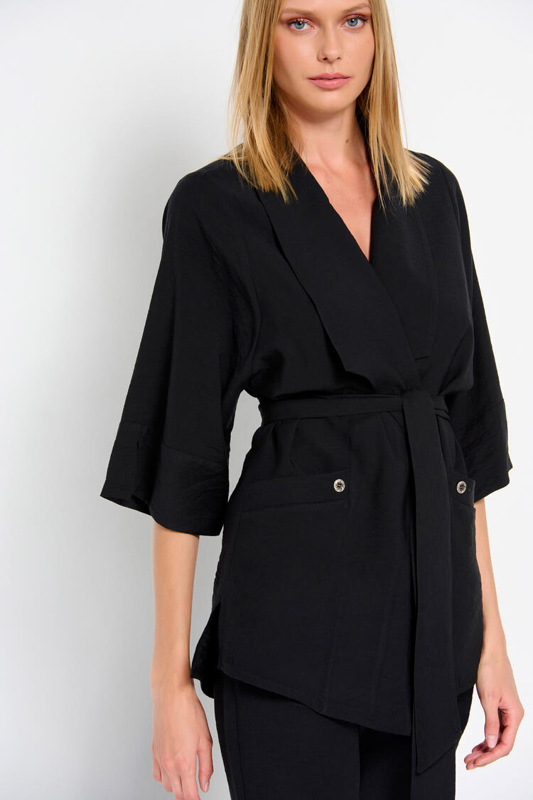 Kimono with detachable belt - Black S/M