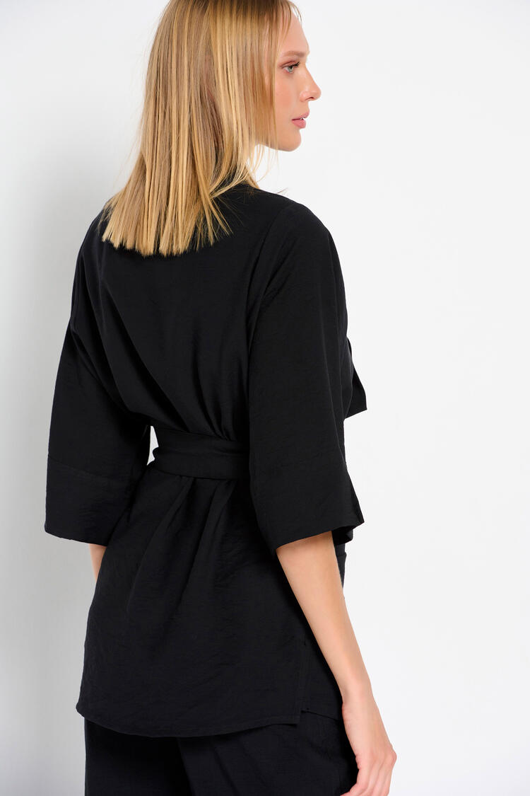 Kimono with detachable belt - Black S/M