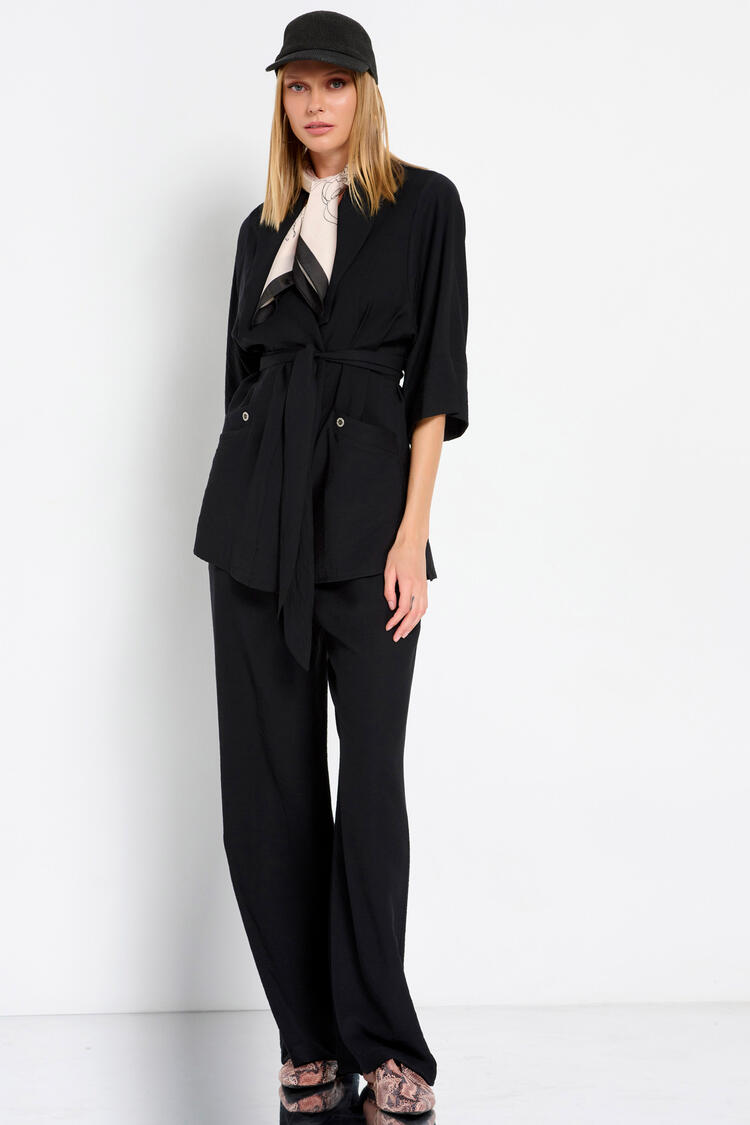 Kimono with detachable belt - Black S/M