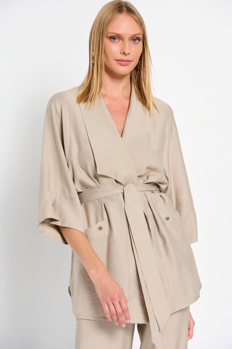 Kimono with detachable belt - Beige M/L