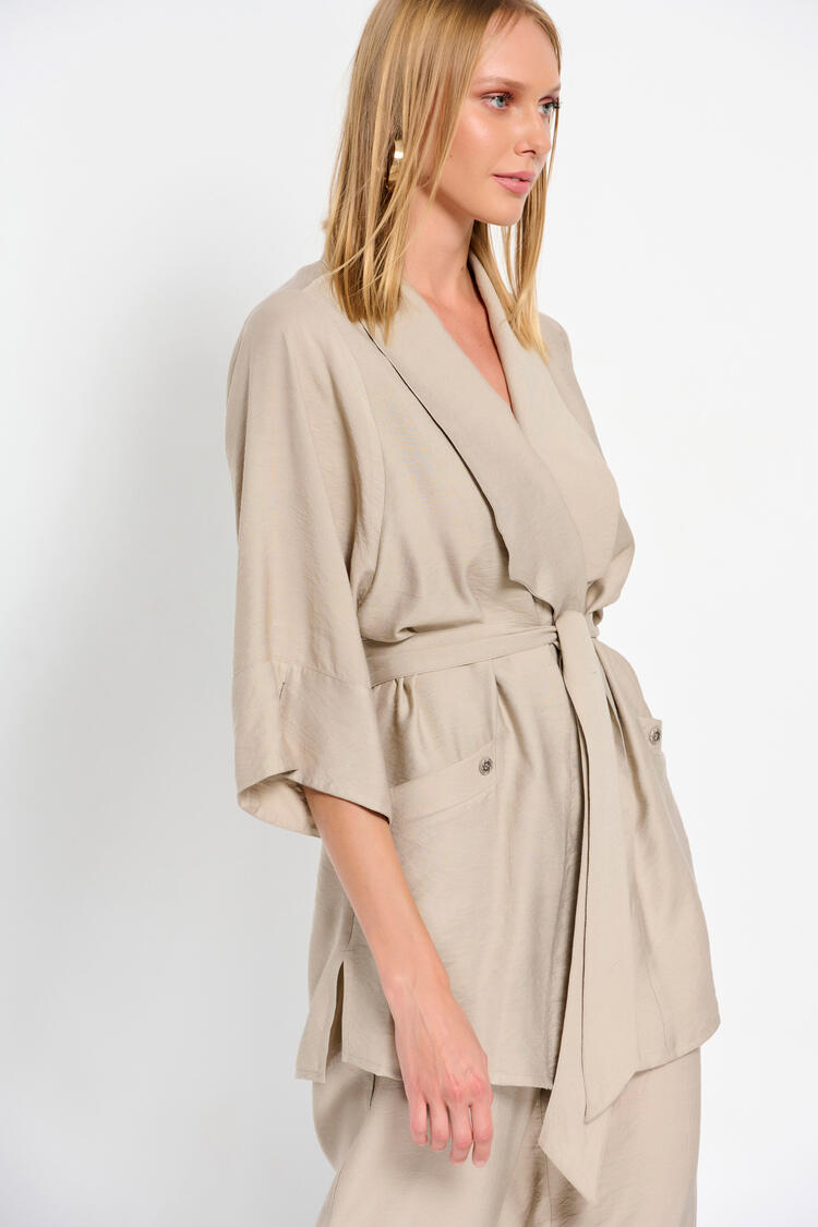Kimono with detachable belt - Beige M/L