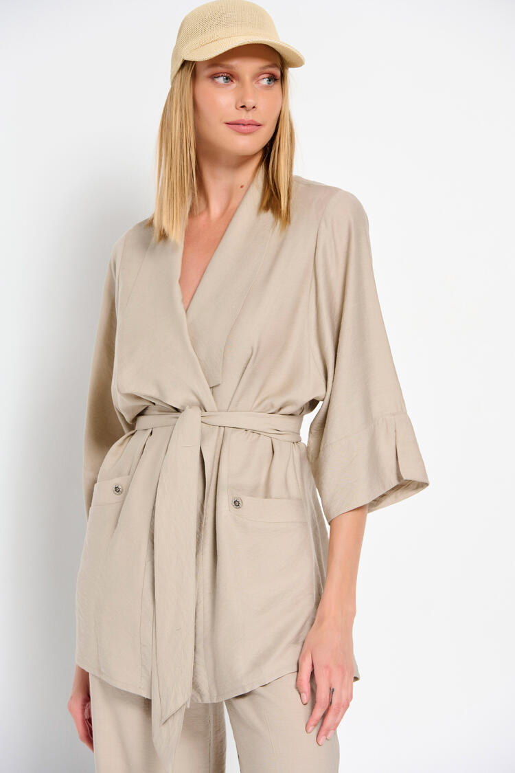 Kimono with detachable belt - Beige M/L