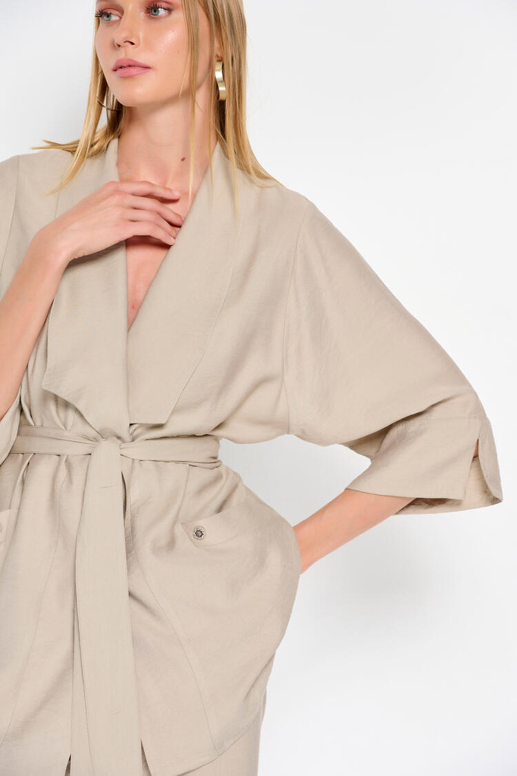 Kimono with detachable belt - Beige M/L