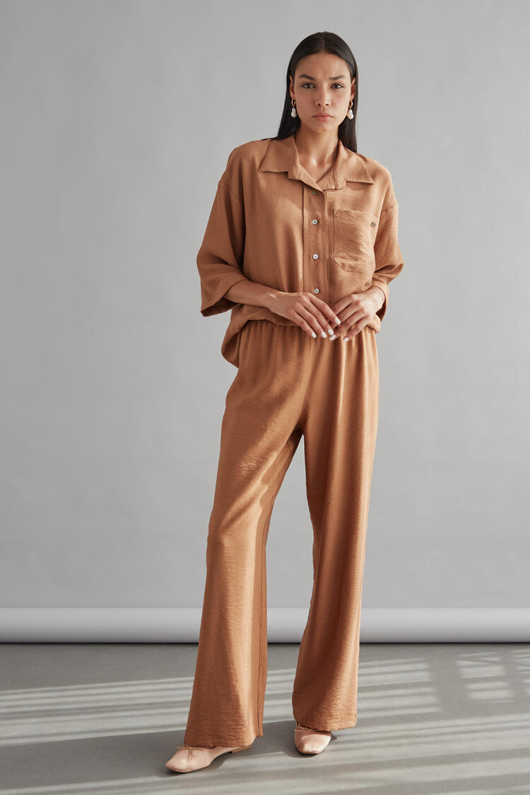 Pants with elastic waist - Brown S