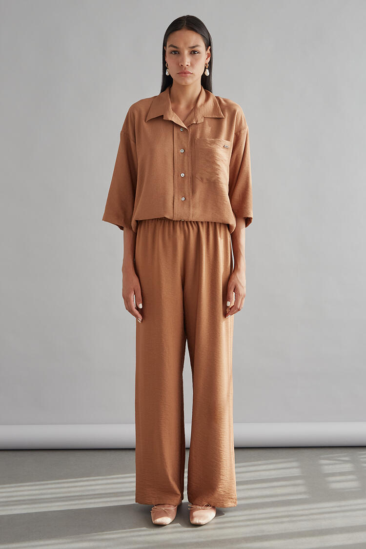 Pants with elastic waist - Brown S