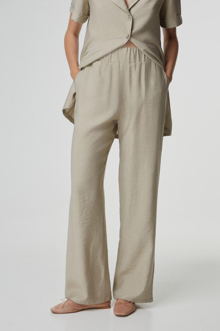 Pants with elastic - Beige S