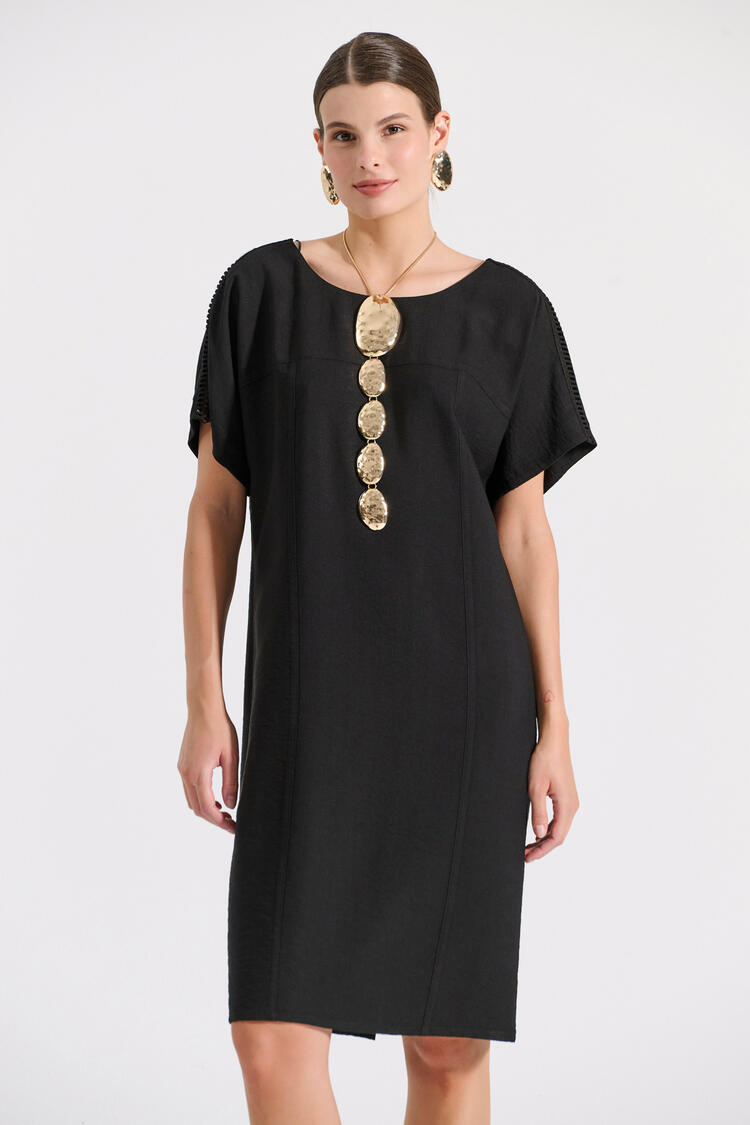 Dress with openwork trim on the shoulders - Black S