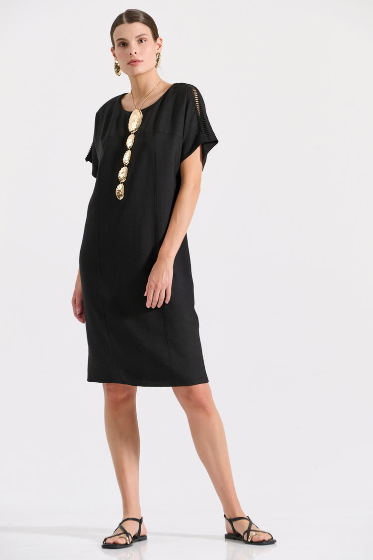 Dress with openwork trim on the shoulders - Black S