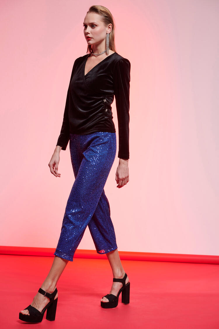 Pants with sequins - Electric Blue S