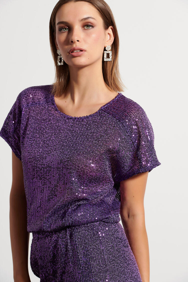 Blouse with sequins - Purple S