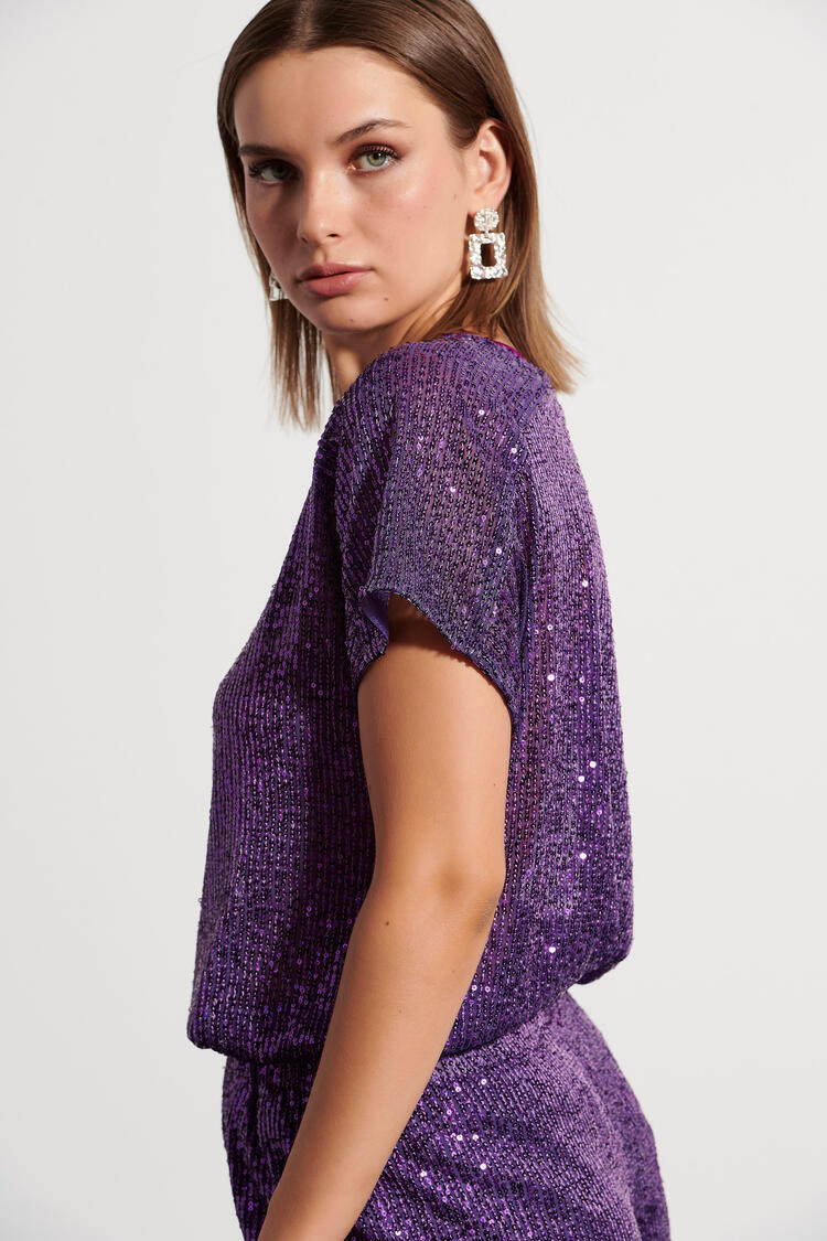 Blouse with sequins - Purple S