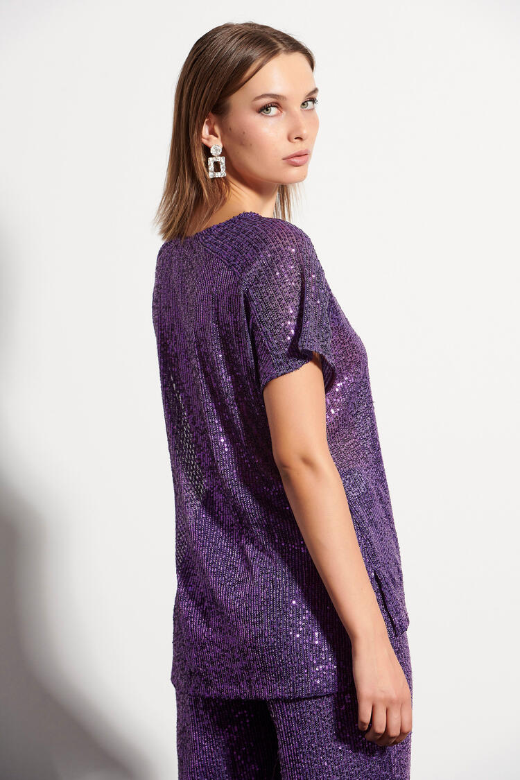 Blouse with sequins - Purple S