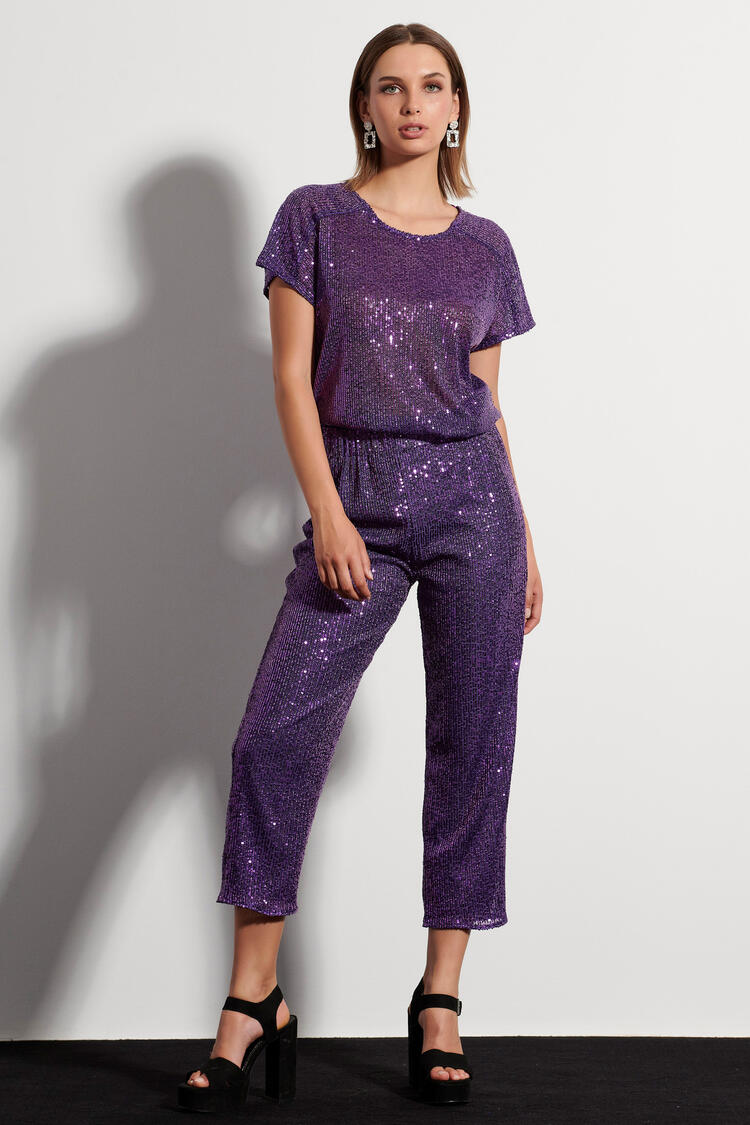 Blouse with sequins - Purple S