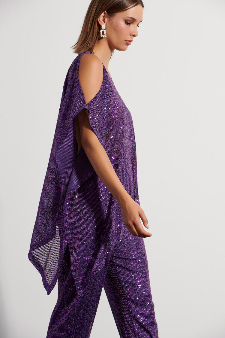 Asymmetric blouse with sequins - Purple S/M