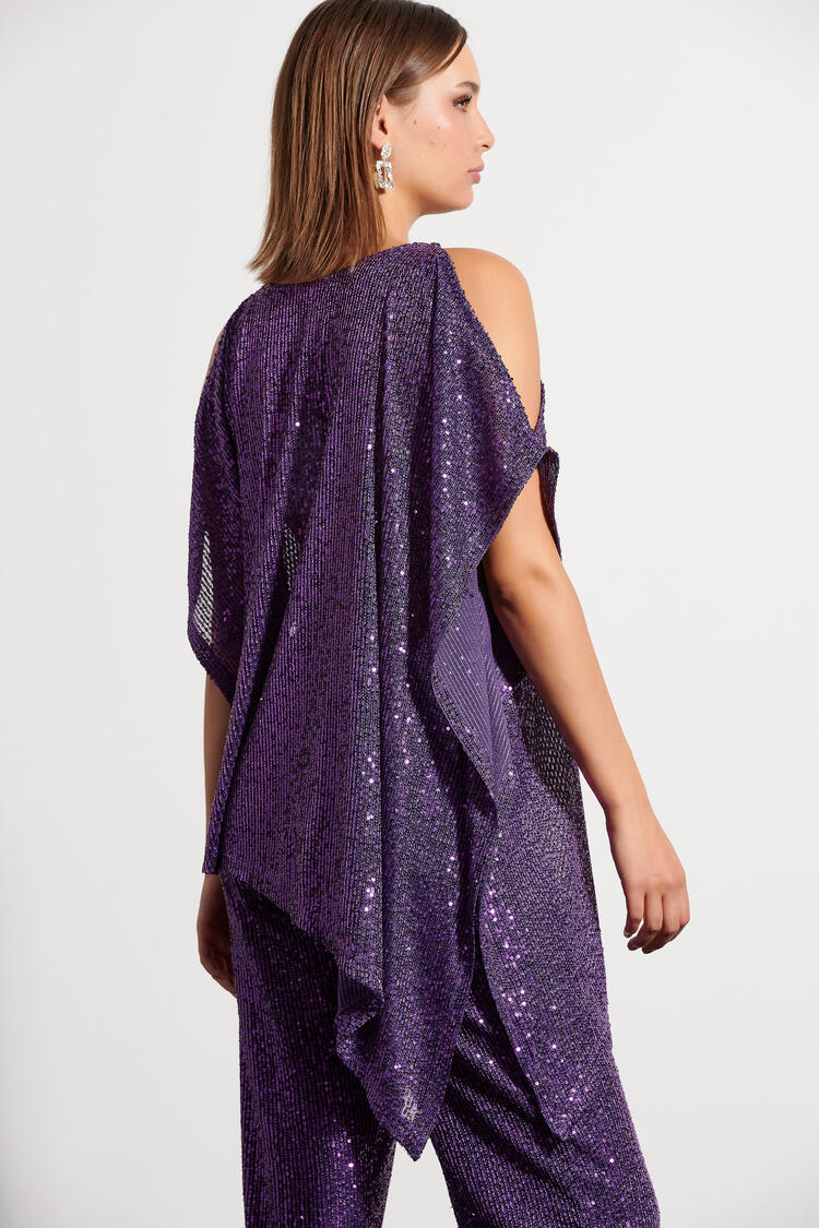 Asymmetric blouse with sequins - Purple S/M