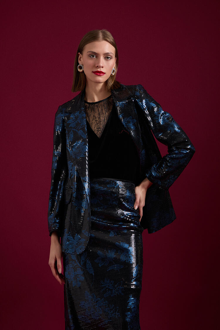 Sequin jacket - Blue S