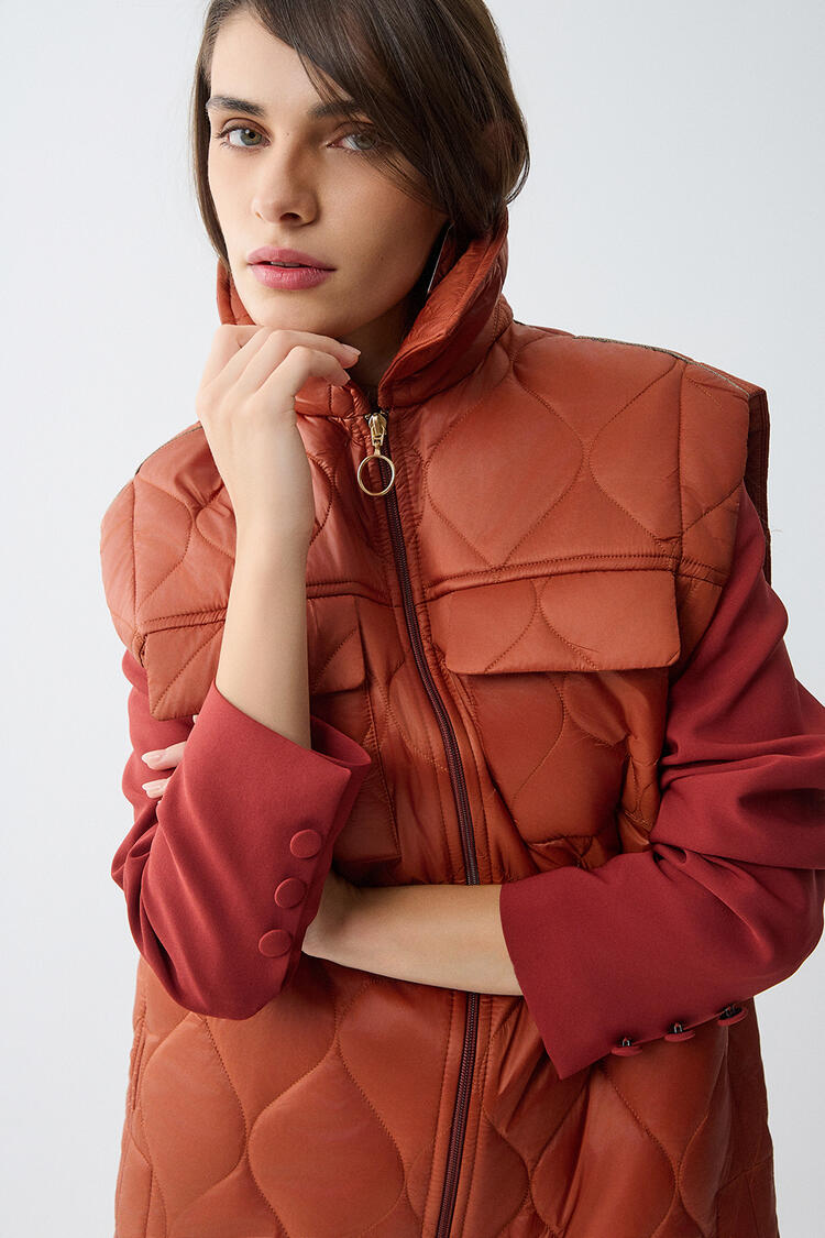 Quilted vest - Brown S