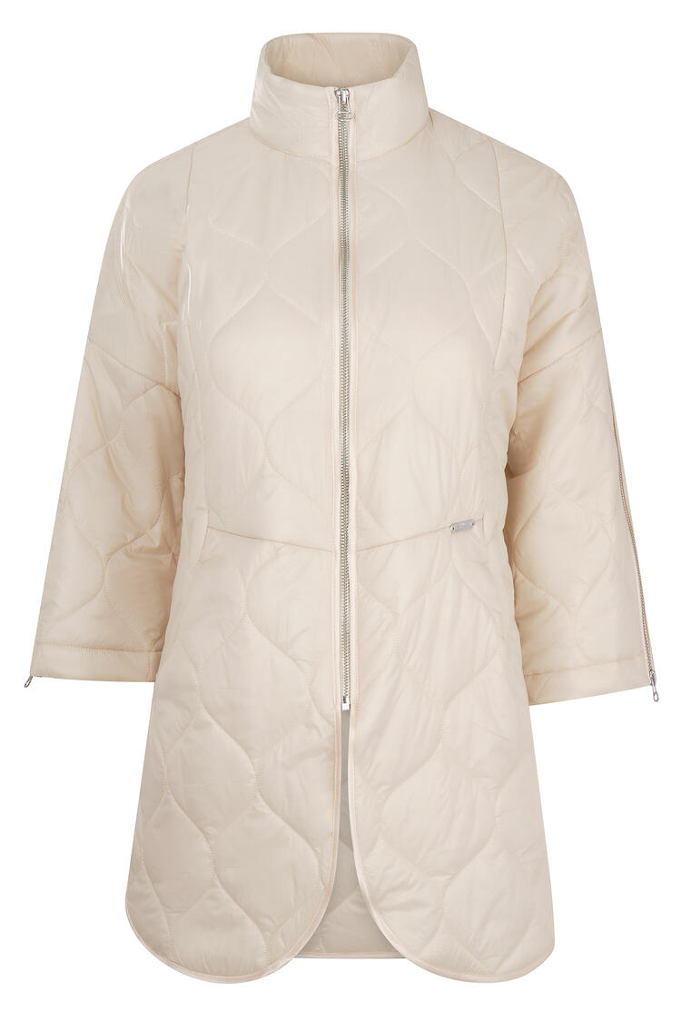 uilted jacket with stand collar and 3/4 sleeves - Vanilla S/M