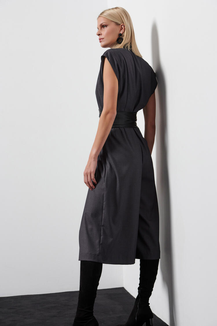 Cropped full body suit with belt - Grey S