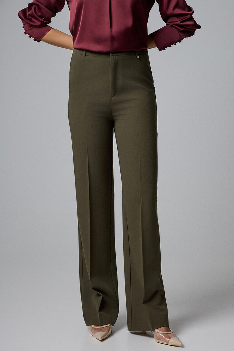 Straight-leg pants with a crease - Chaki S