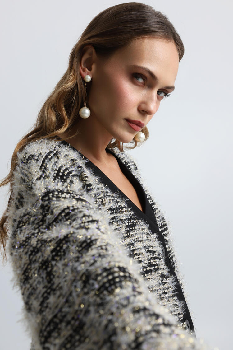 Cardigan with glitter - Black S/M