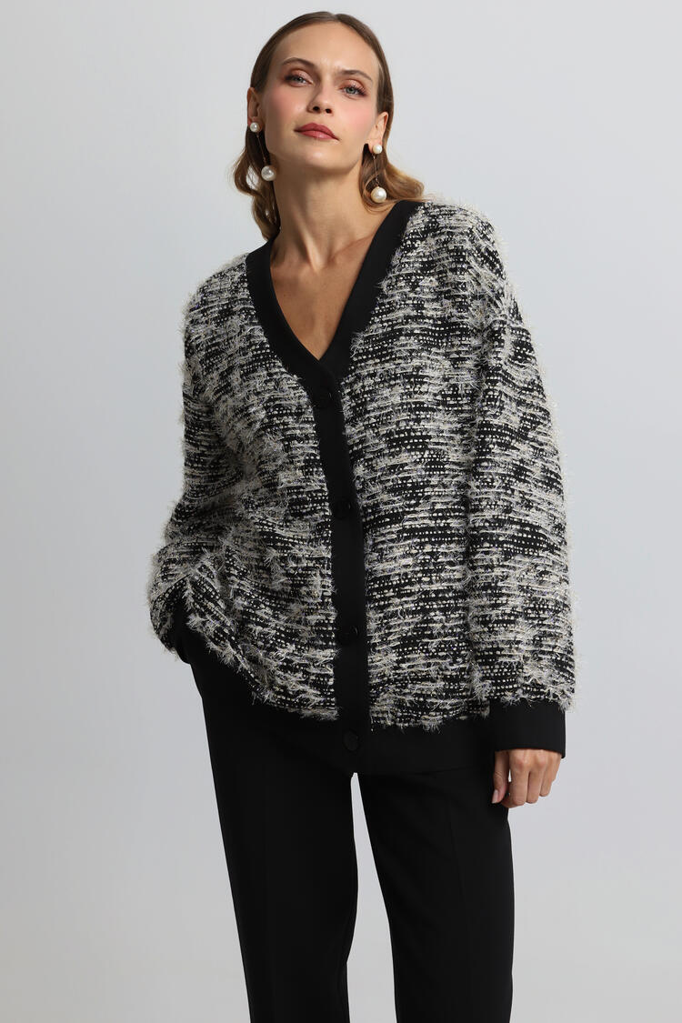 Cardigan with glitter - Black S/M