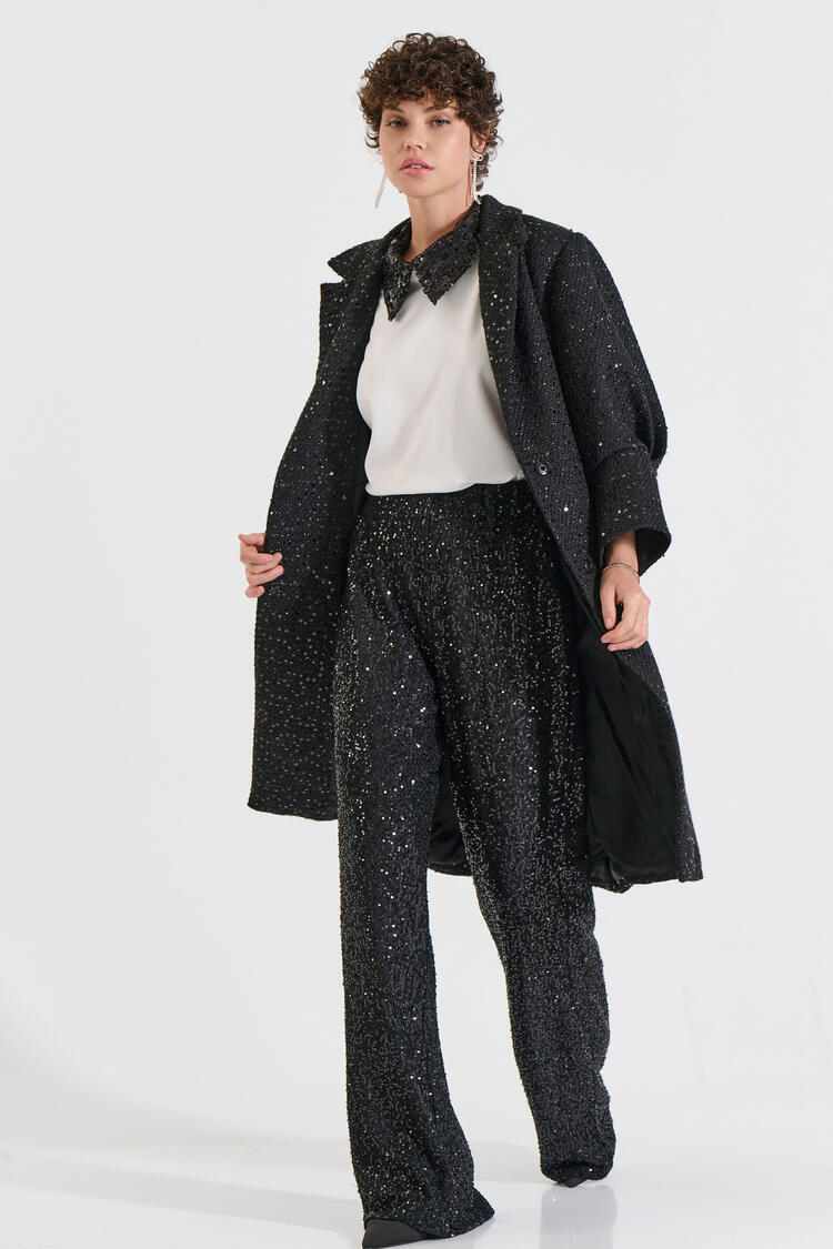 Sequin Coat - Black S/M